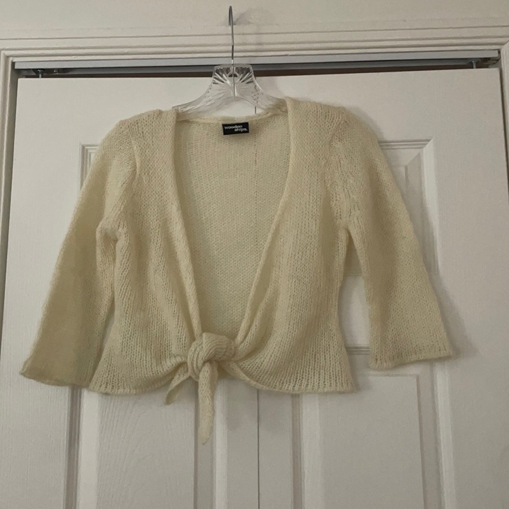 Wooden ships cropped tie front cardigan S